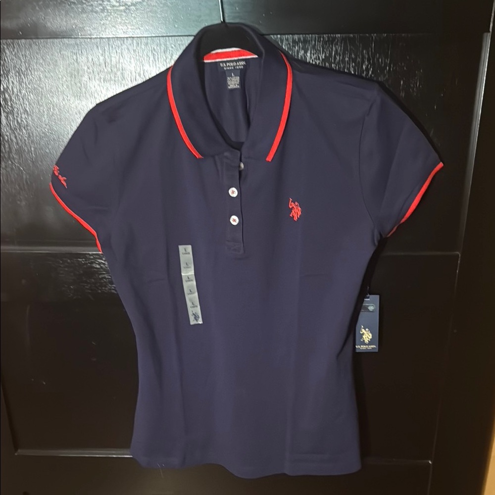 U.S. Polo Assn. Blue Polo Shirt Fitted Cap Sleeve